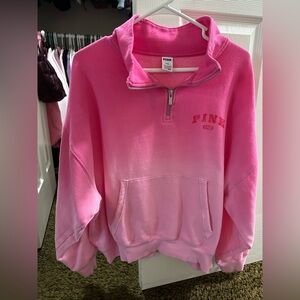 PINK Victoria's Secret Quarter Zip Pink Ombre Pullover Sweatshirt Large